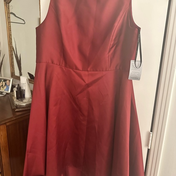 Alfred Sung High Low Bateau Neck Cocktail Dress - Burgundy NWT 22 - Picture 4 of 5